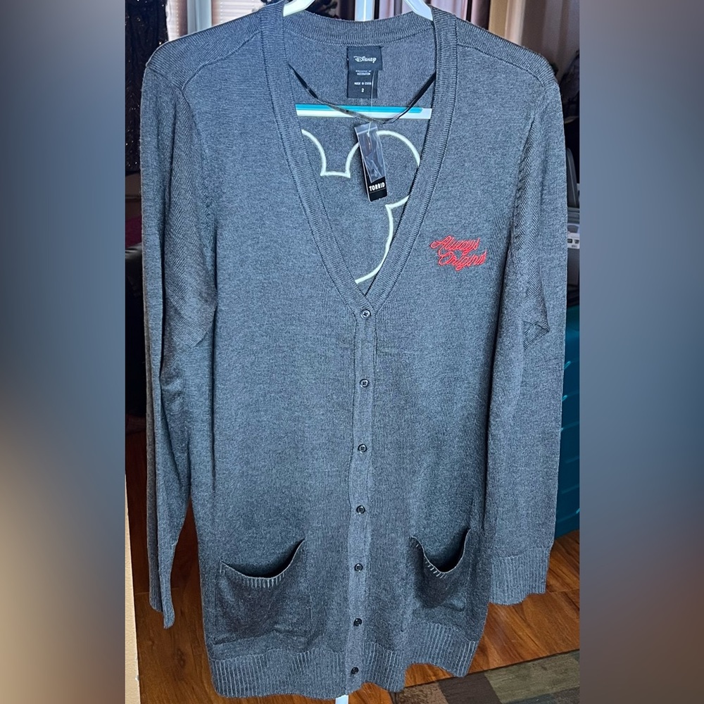 NWT Plus size DISNEY gray Mickey Mouse cardigan size 2